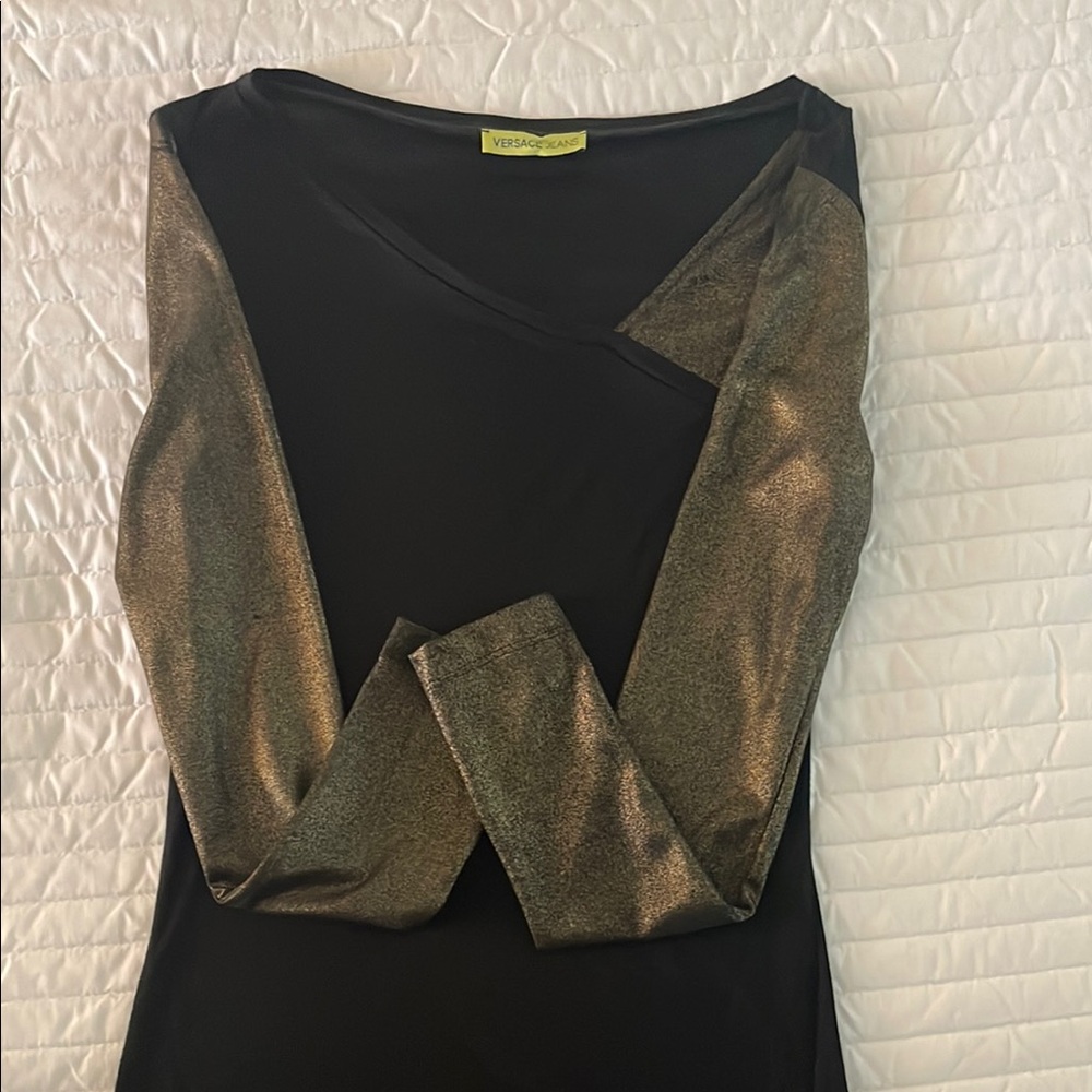 Versace Jeans Black and Gold Women's long sleeve top